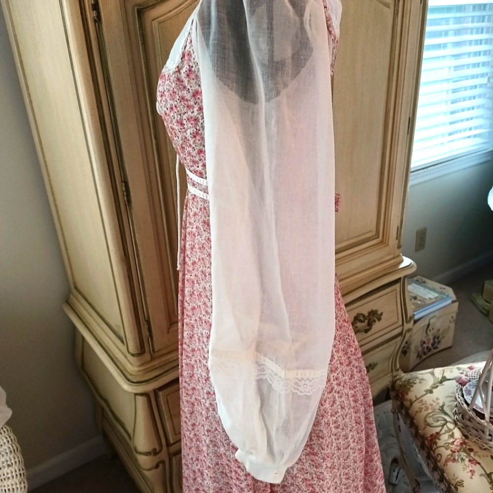 RARE 70S COTTON PINK CALICO "GUNNE SAX" PRAIRIE ! - Picture 11 of 16